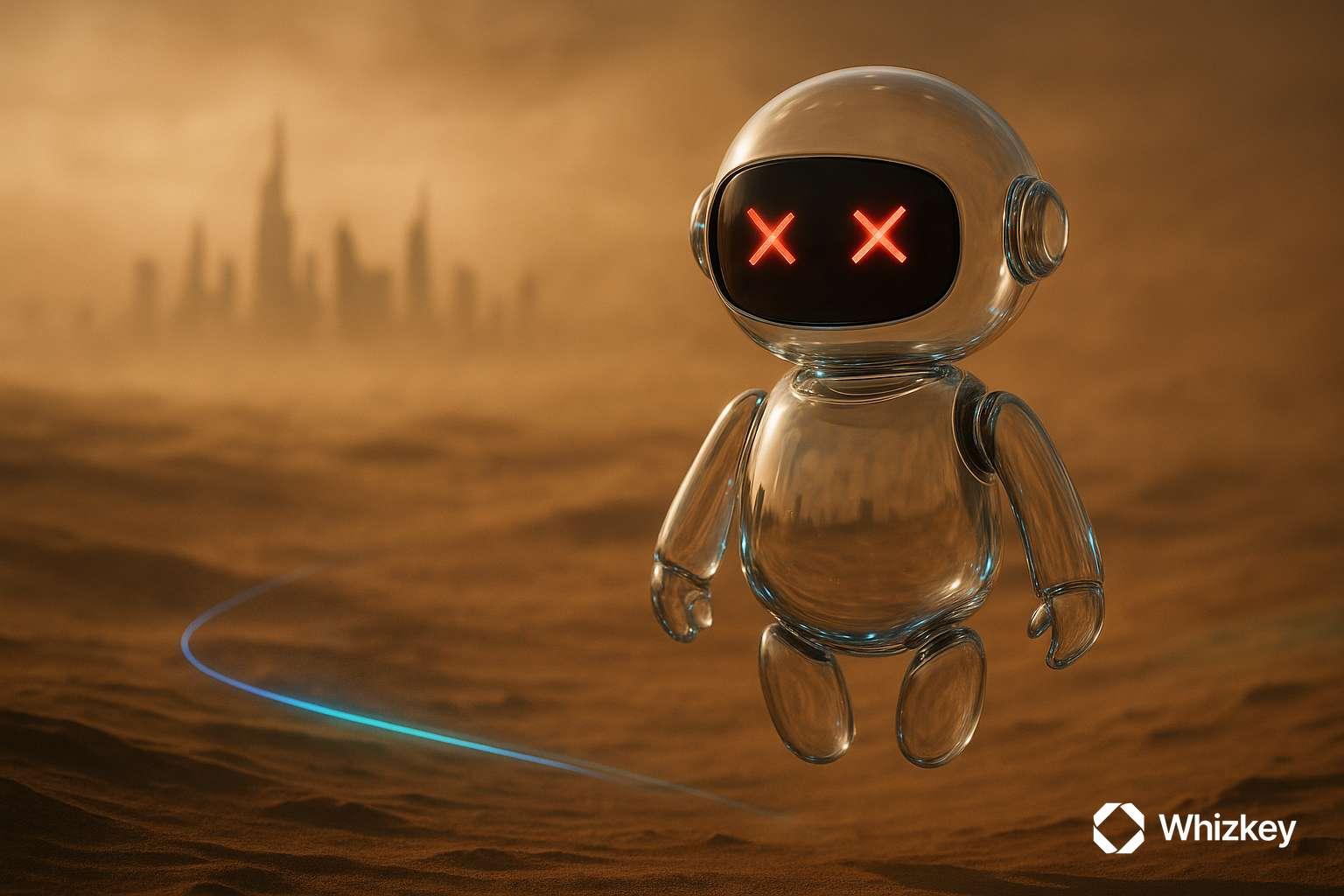 AI chatbot in Kuwait desert symbolizing challenges for net-zero and circular economy goals