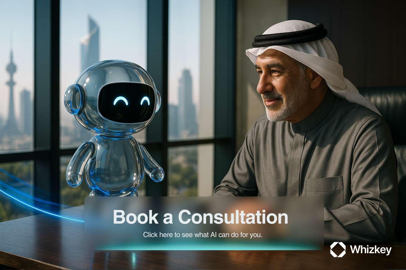 AI chatbot assisting Kuwaiti executive on sustainable business and net-zero goals