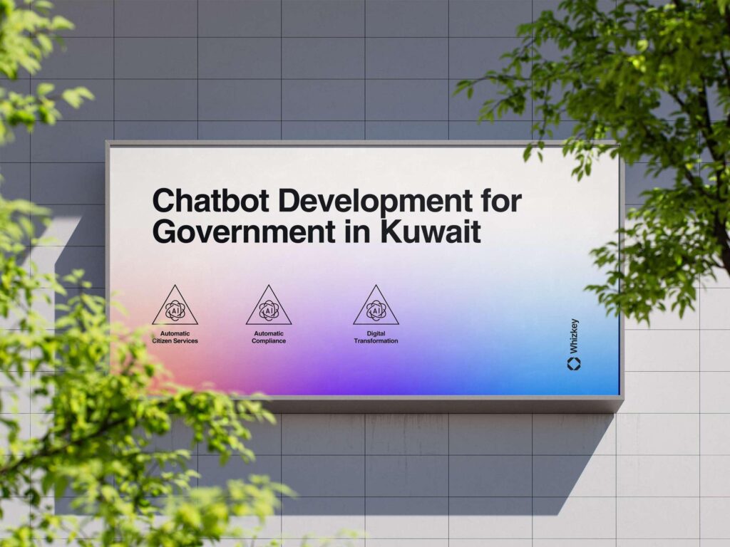 Hero image showing AI chatbot development for Kuwait government with focus on citizen services, compliance automation, and digital transformation