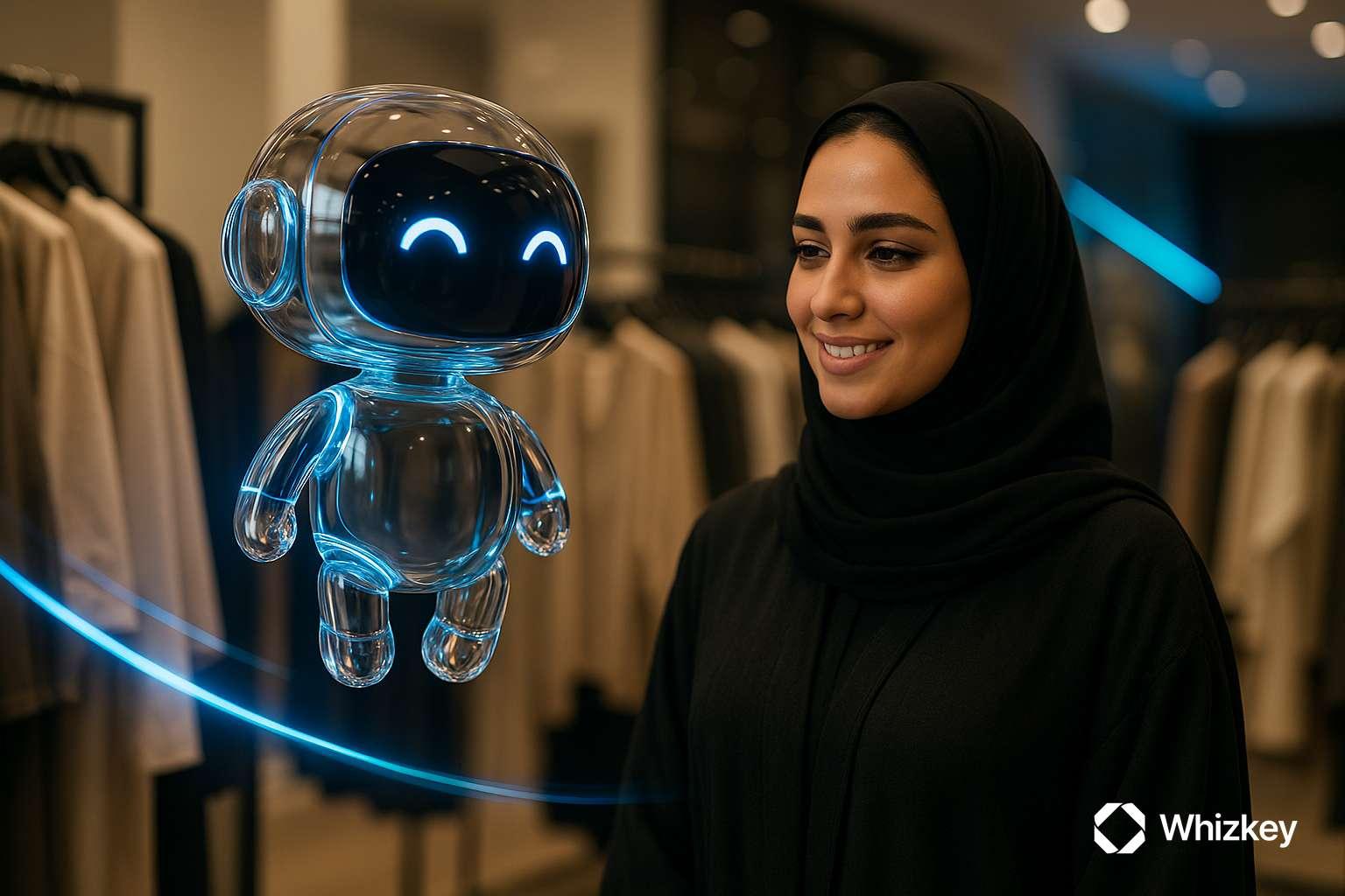Glass AI chatbot assisting Kuwaiti woman in retail store with personalization