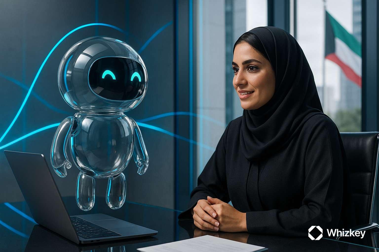 AI chatbot with Kuwaiti HR employee in office