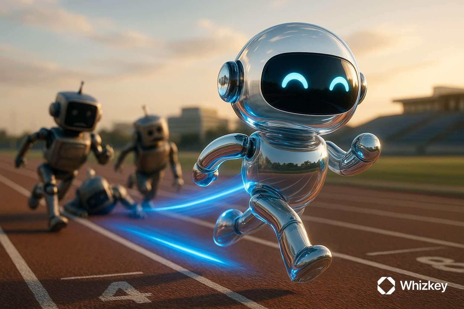 AI chatbot leading race ahead of legacy chatbots symbolizing early mover advantage