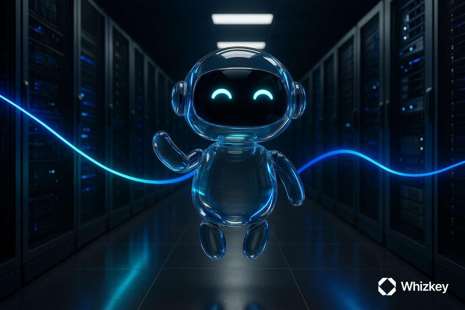 AI chatbot inside a modern data center integrating ERP & HR systems