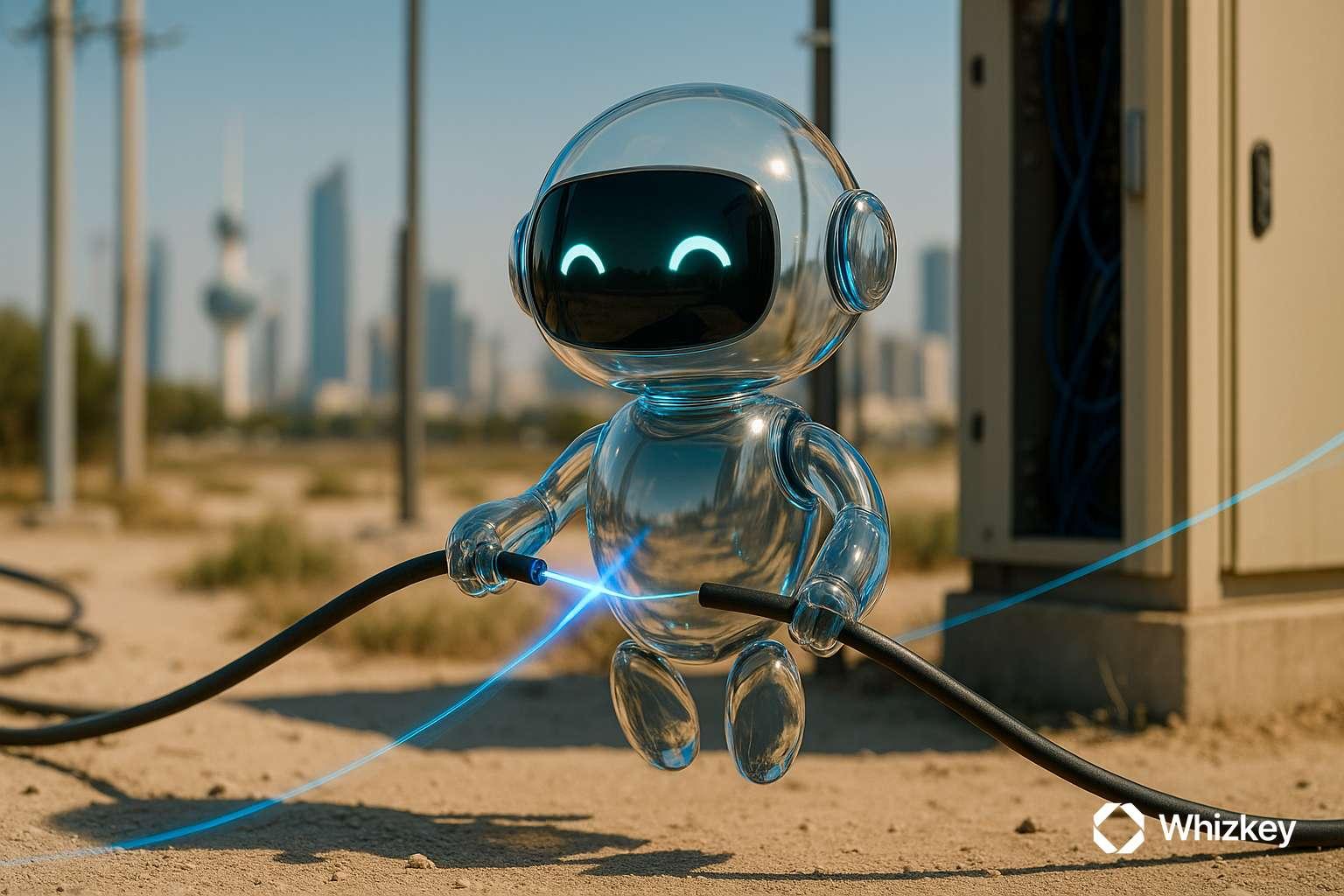 AI chatbot reconnecting telecom cables at a field site in Kuwait