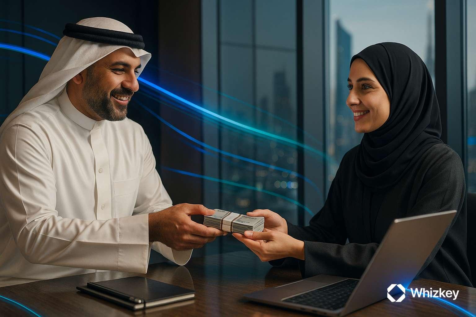 Kuwaiti executive and accountant collaborating to prevent revenue leaks in software workflows