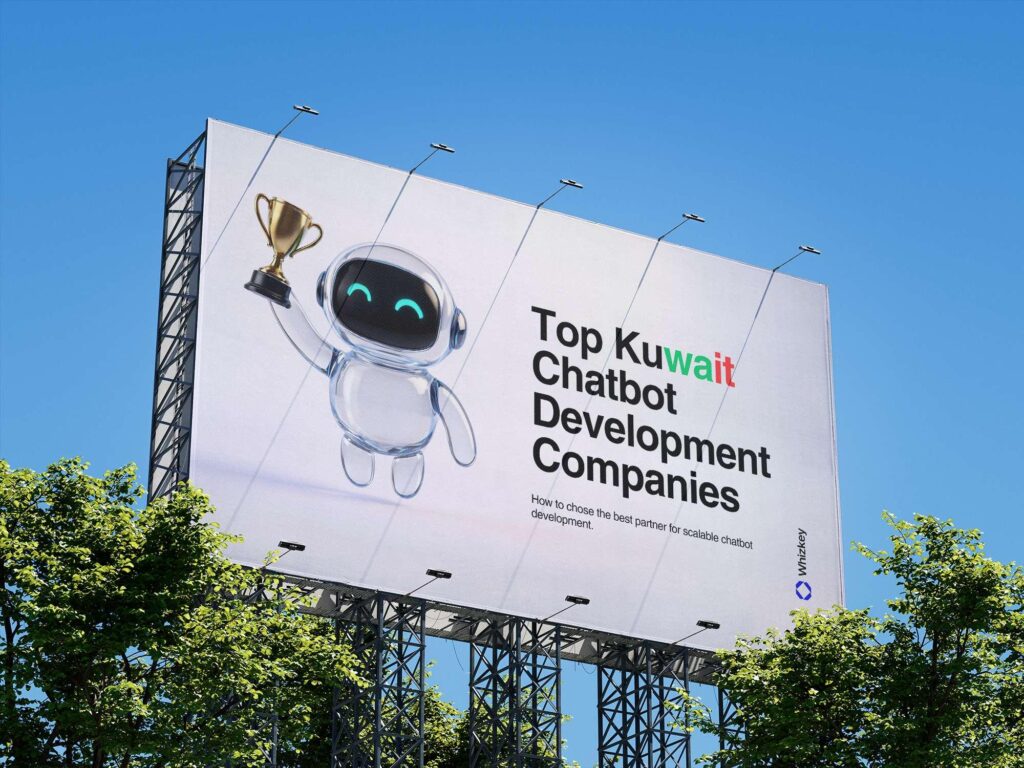 AI chatbot holding trophy representing leading chatbot development companies in Kuwait