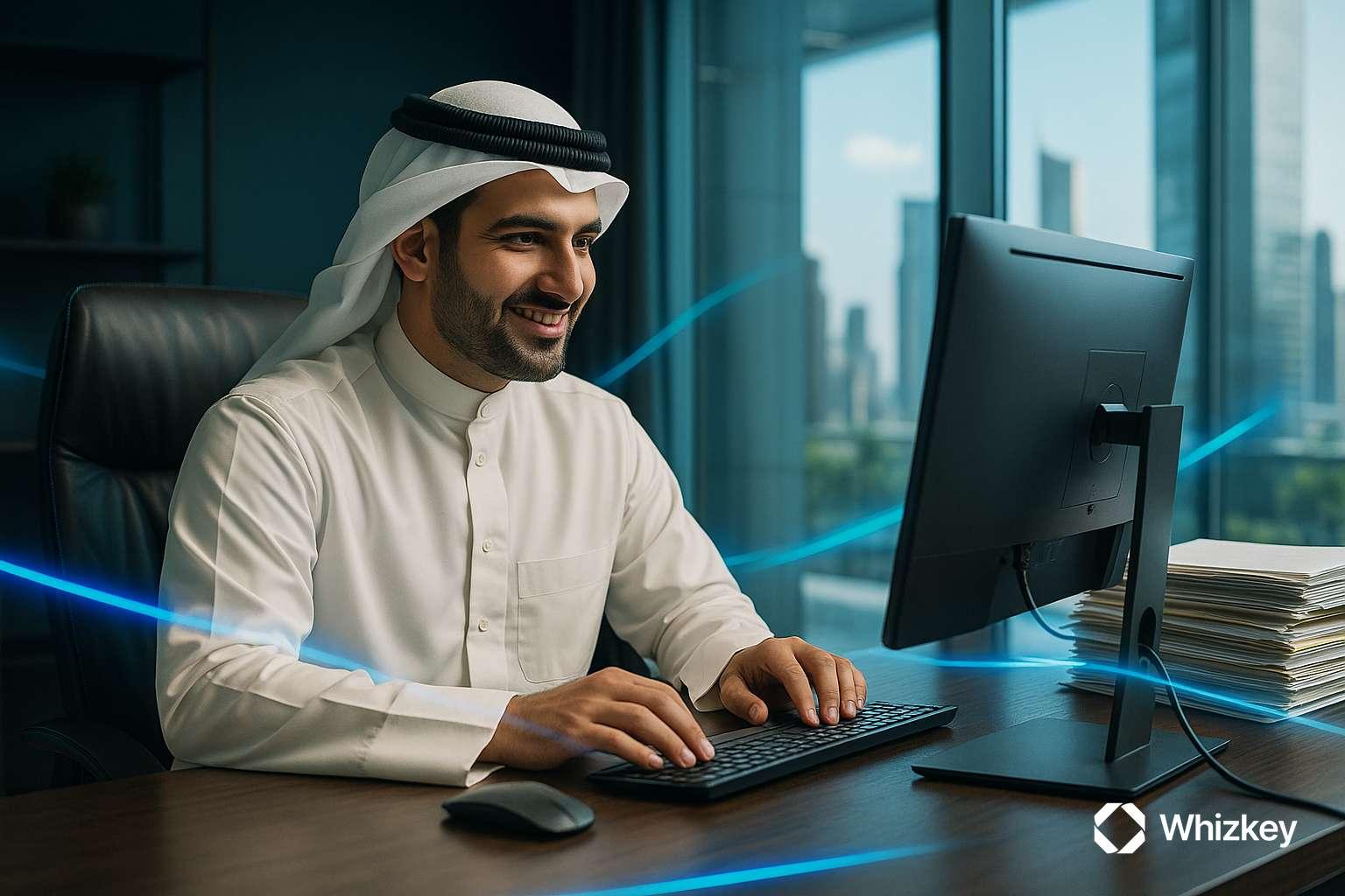 Kuwaiti executive using AI-powered document and knowledge management systems