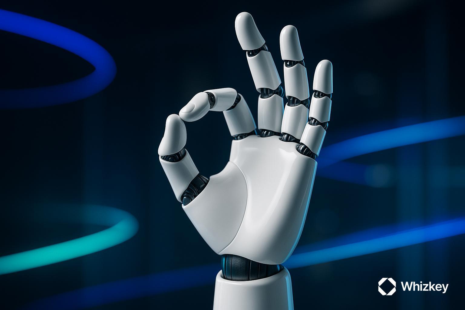 Robotic hand symbolizing advanced autonomous AI capabilities in future artificial intelligence systems