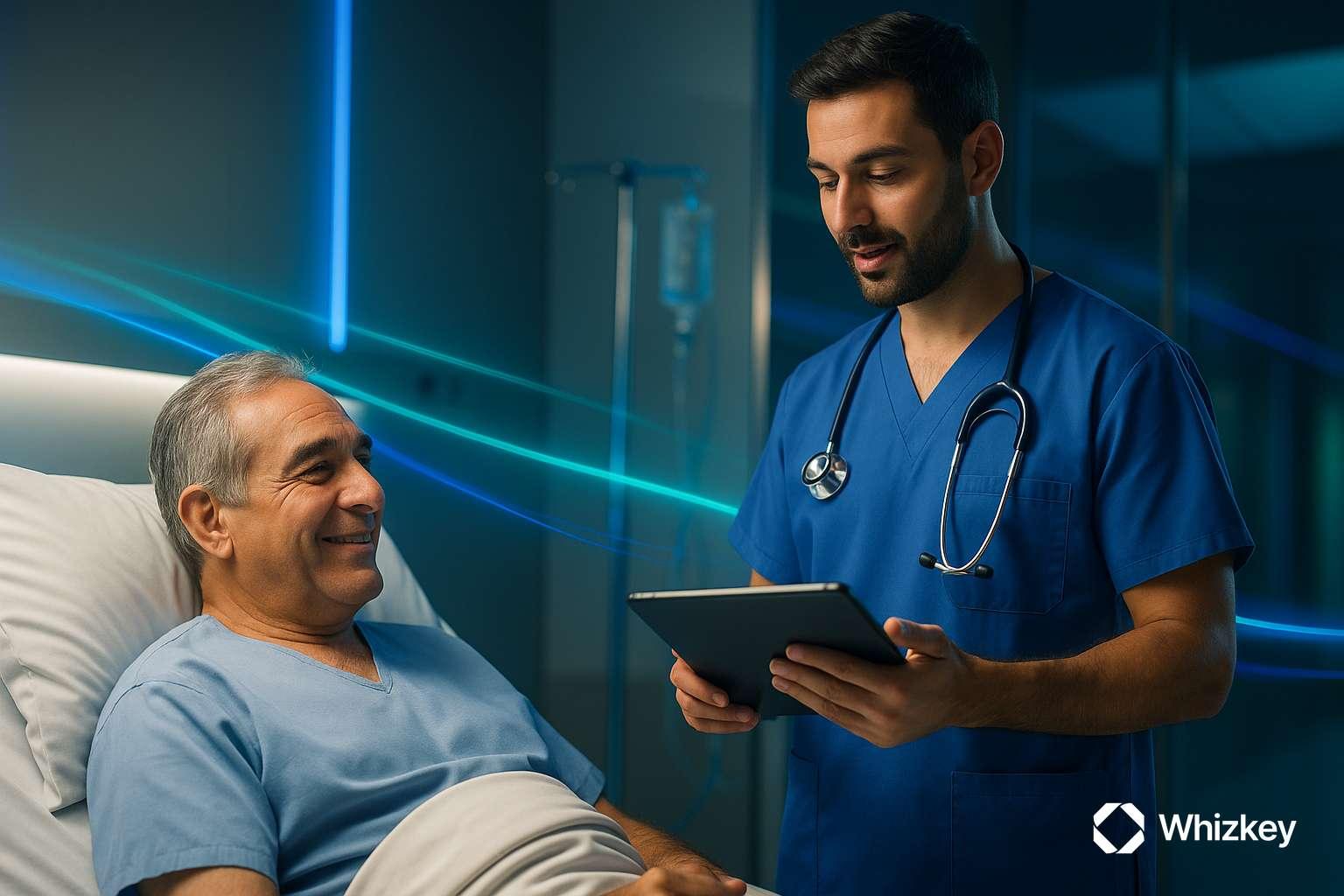 Doctor using AI insights to improve patient care in Kuwait hospital