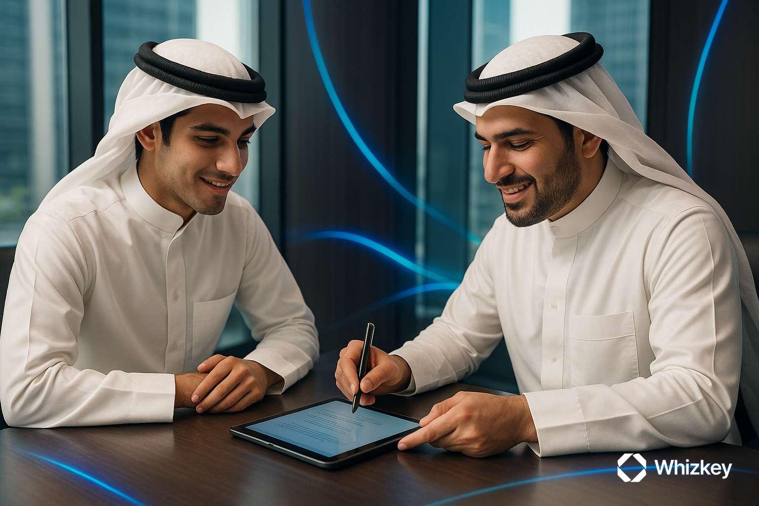 HR executive finalizing a hiring process using AI-powered digital workflows.
