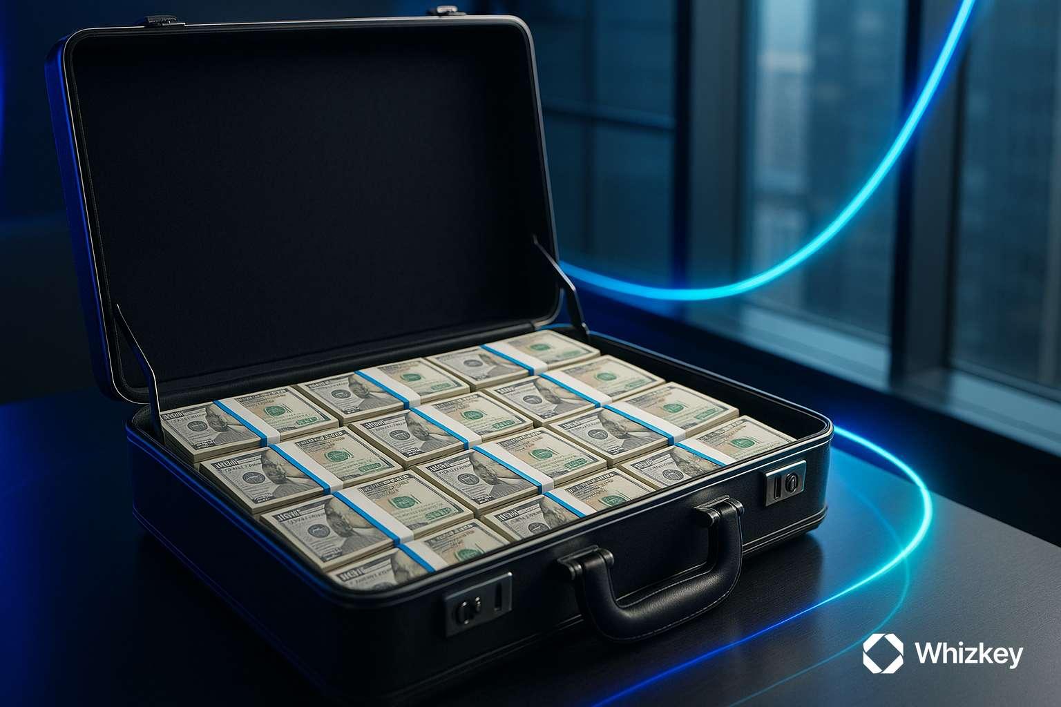 Briefcase with neatly arranged dollar stacks representing AI ROI strategy