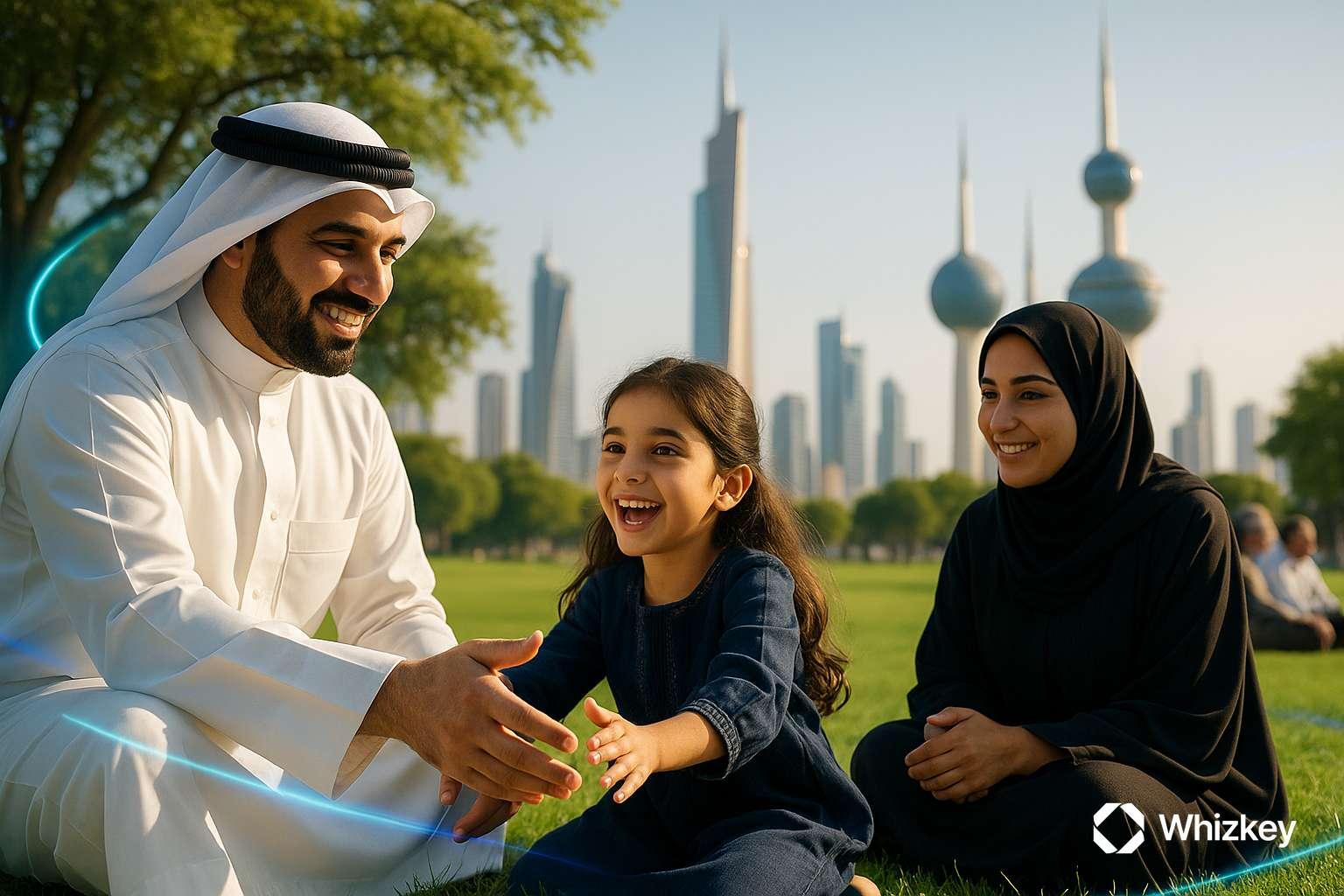 Kuwaiti family enjoying park time supported by AI-driven sustainability