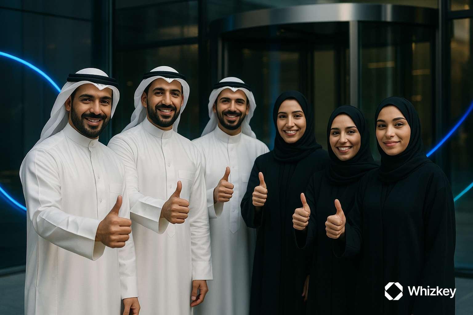 Kuwaiti team showing unity and positivity for digital transformation culture pillar