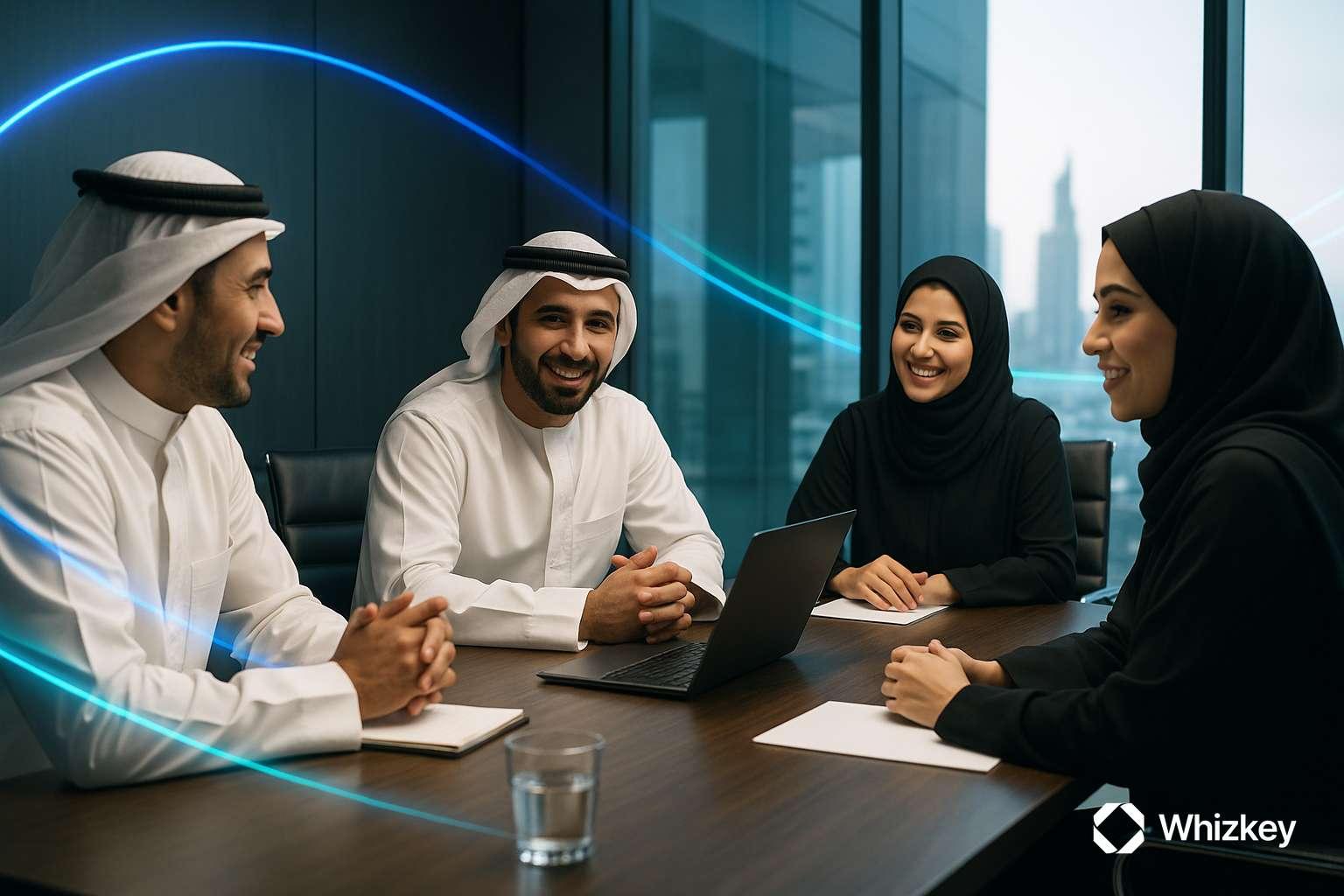 Kuwaiti executives brainstorming measurable targets for digital transformation strategy