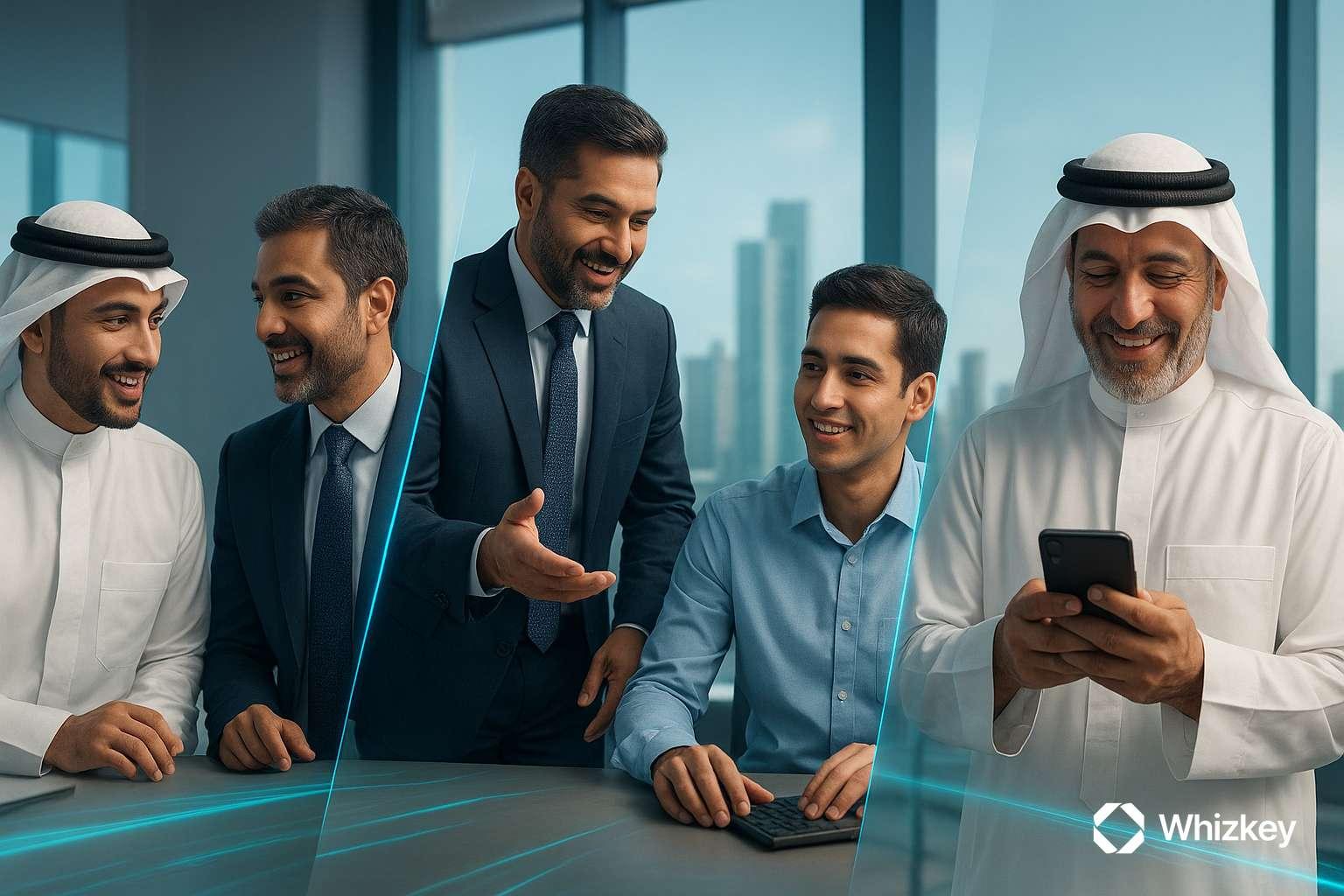 Multi functional teams collaborating with technology to highlight process pillar in digital transformation 