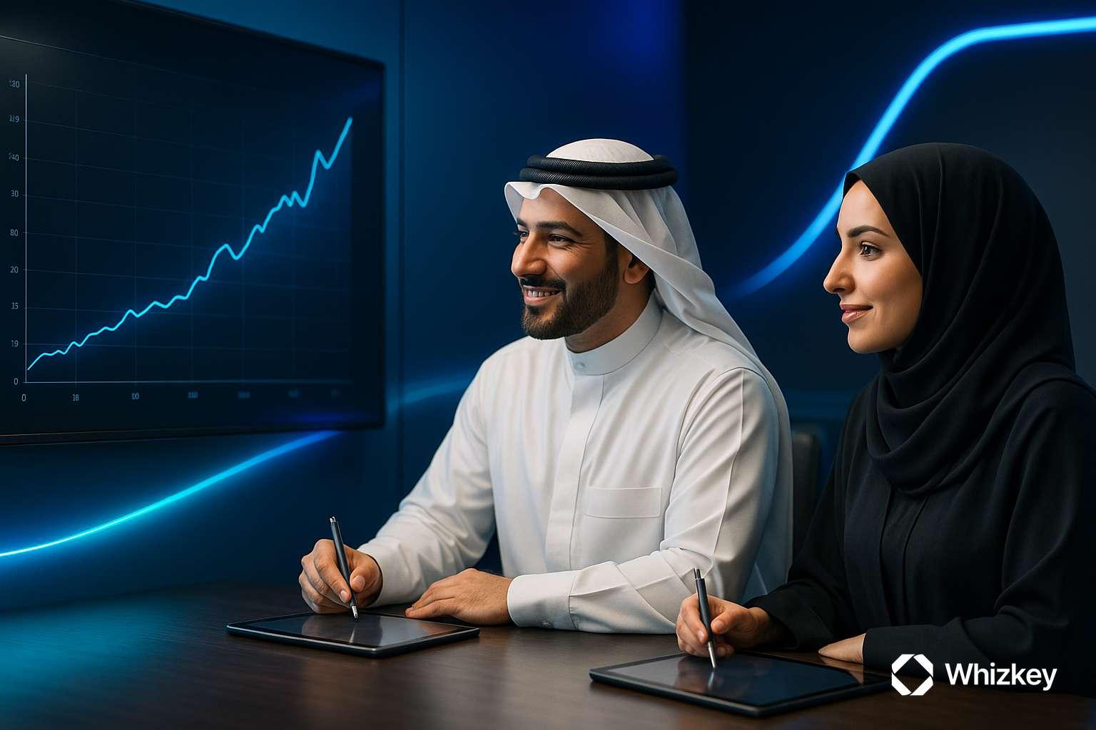 Kuwaiti executives analyzing AI-driven insights using explanation interfaces