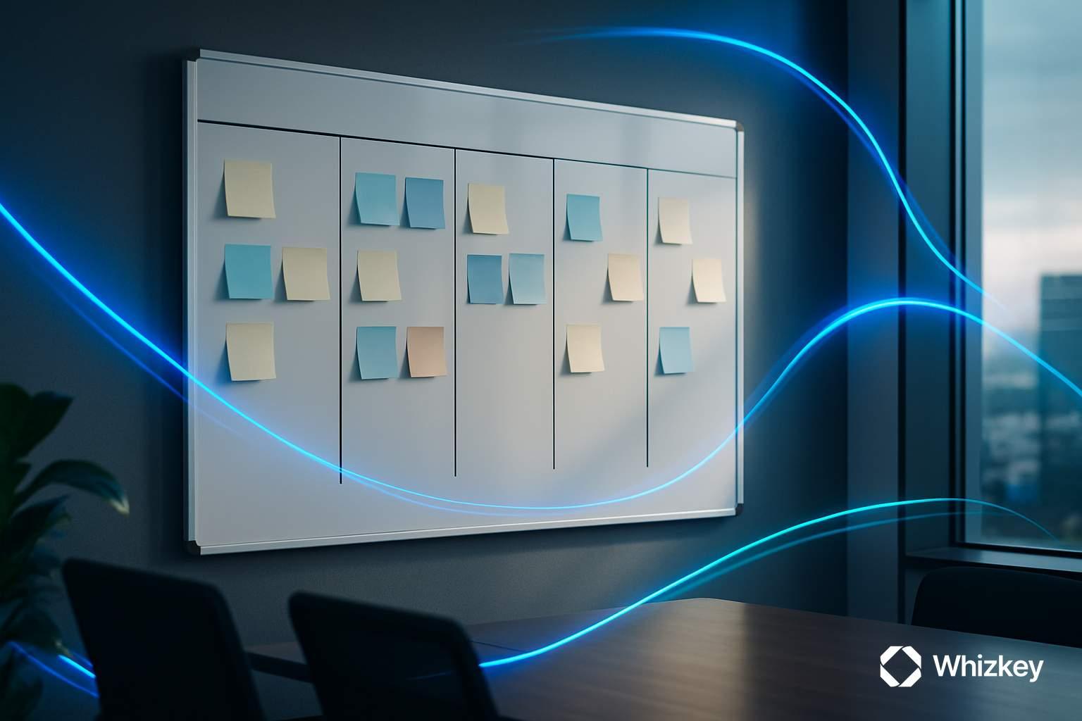 Kanban board symbolizing agile governance and value cadences in Kuwait’s digital transformation