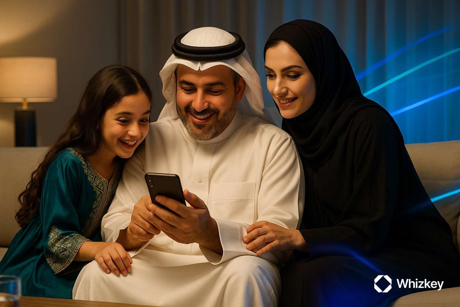 Kuwaiti family engaging with digital services highlighting customer experience in transformation