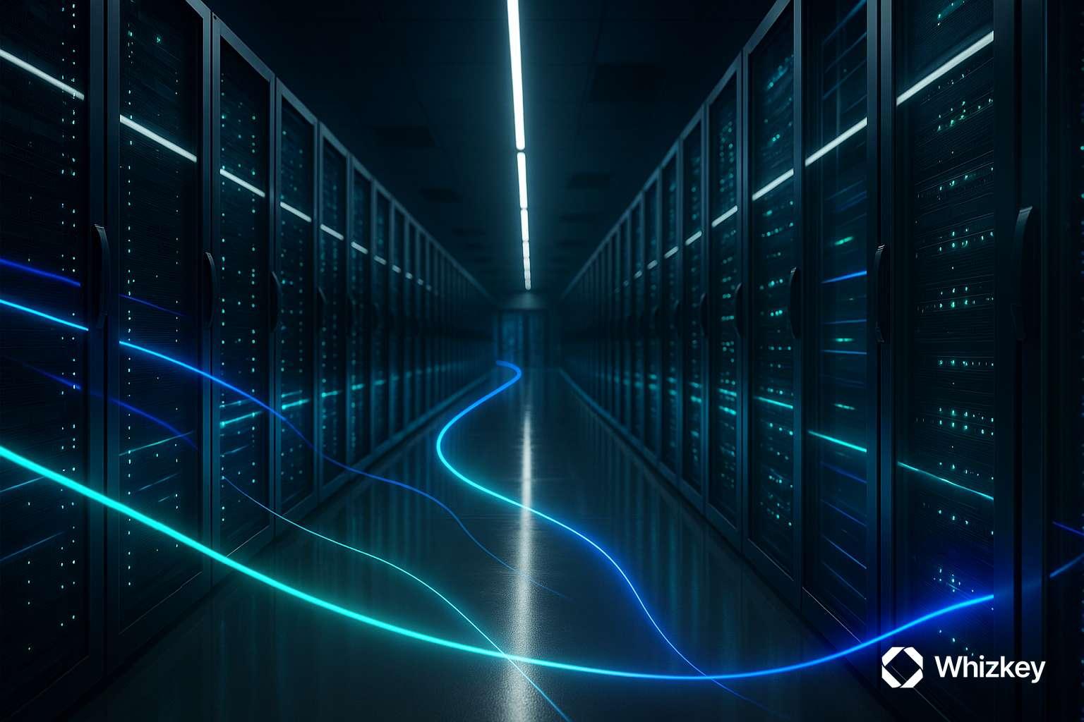 Futuristic data center symbolizing the data pillar of digital transformation in Kuwait