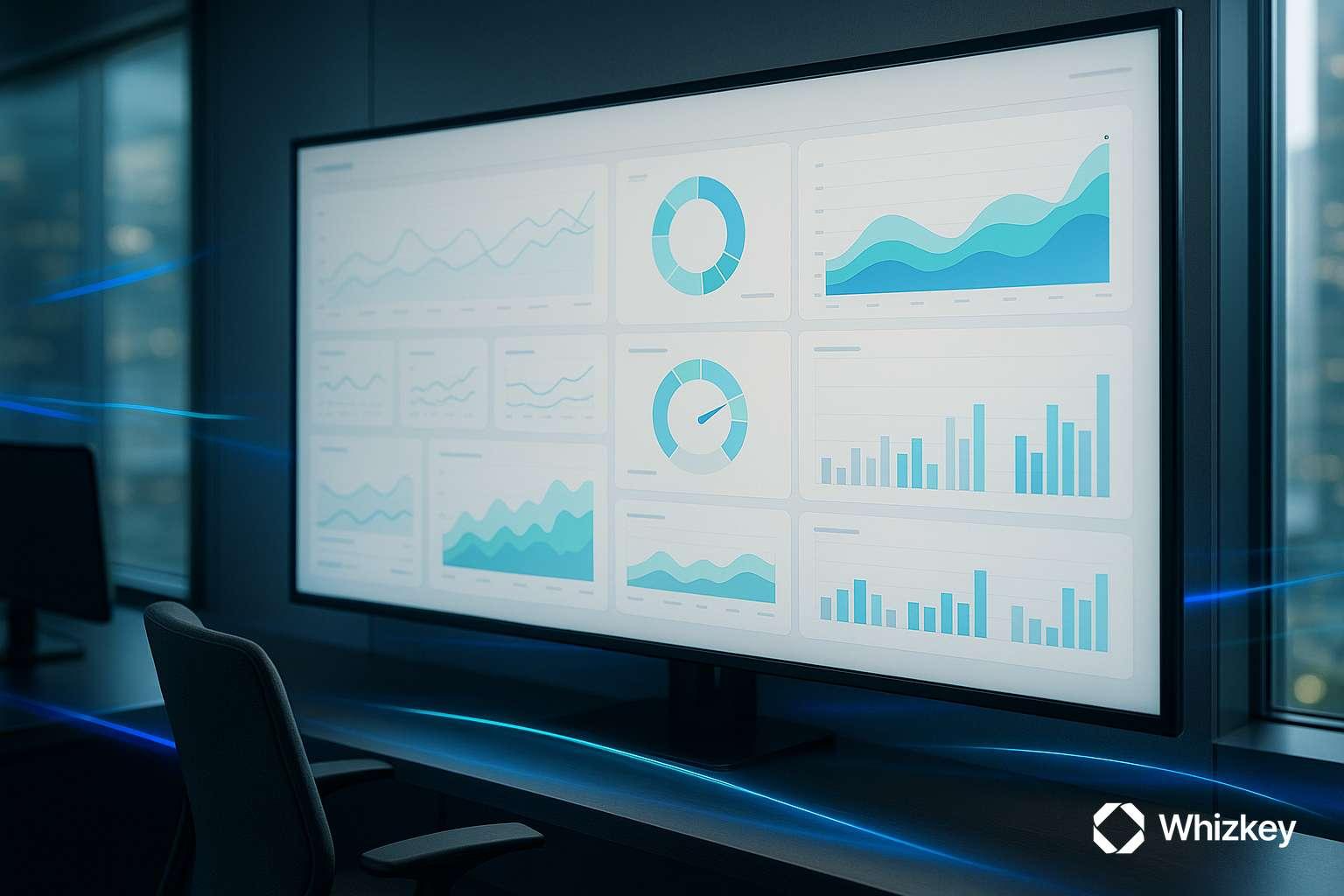 Modern dashboard display with visualized KPIs and metrics driving Kuwait’s digital transformation