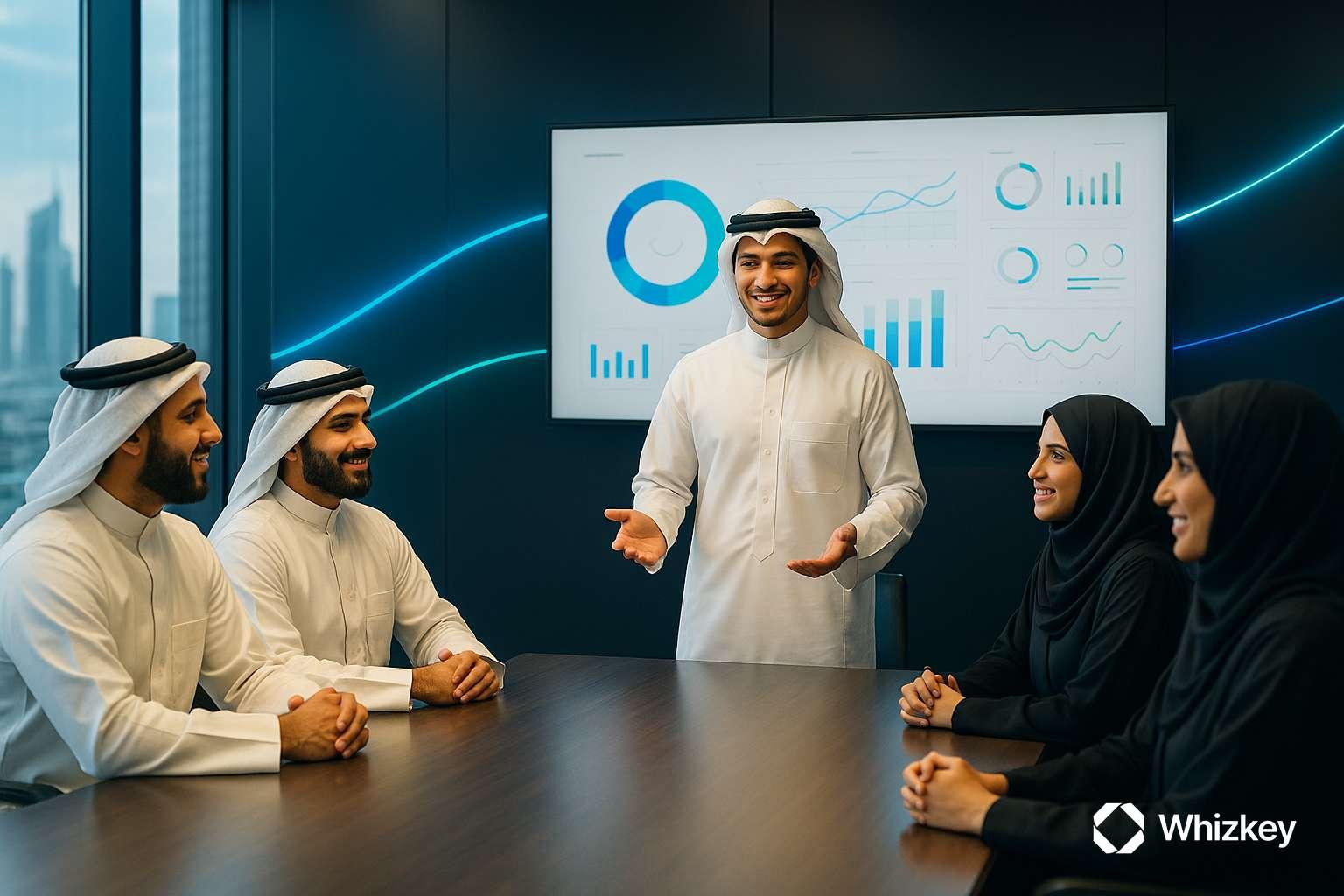 Kuwaiti executive delivering training to junior team members to sustain cultural change and improvement